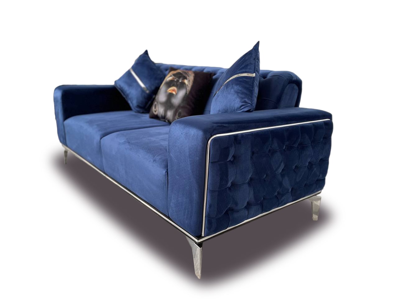 Blue It is an affordable, luxurious, sturdy handmade 1+2+3 seater sofa set. 