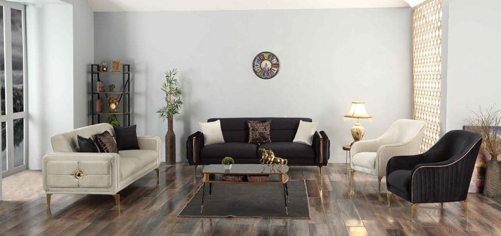Black It is an affordable, luxurious, sturdy handmade 1+2+3 seater sofa set. 